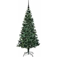 vidaXL - Kunststof - Voorverlichte - Kerstboom - Groen - 180 - cm - PVC - en - Metalen