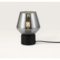 LUSENZ Aureta - Zwarte Tafellamp Smoke glas 20 cm - Dressoir lamp - Tafellamp hotel Chique - Zwart Metaal - E27 fitting - Met aan/uit-schakelaar