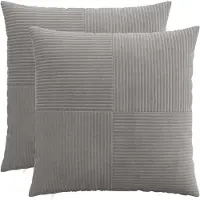 vidaXL Kussensloop 2 st ALMELO Lichtgrijs 70 x 70 cm corduroy