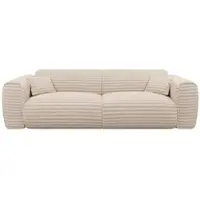 Vente-unique Vierzitsslaapbank express in beige, dik ribfluweel - Slaapoppervlak 160 cm - POGNIA