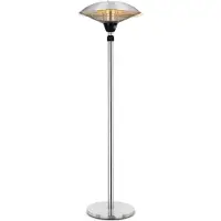 Blumfeldt Heat Guard Staande verwarmer - Staande verwarmer met 900, 1200 en 2100 W in 3 standen, hoogteverstelbare infraroodstraler, weerbestendig, aluminium standvoet, 1,8 m kabel, Zilver