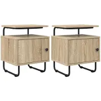 vidaXL Nachtkastje 2 st Sonoma Eiken Bewerkt hout