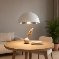 Artdelight Grote Hanglamp Gala Ø 50cm Wit Binnenkant Zilver