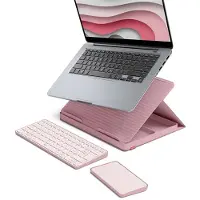 Logitech Telewerkpakket Draadloos toetsenbord Franse Azerty Casa Pop-Up Desk Roze + Standaard + Touchpad