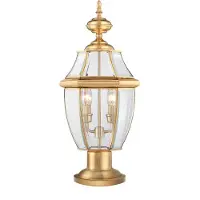QUOIZEL Elstead Newbury buitenlamp, staande, E14, 2 lichtpunten, gepolijst messing, IP44