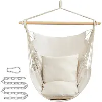 Songmics Hangstoel met 2 kussens en metalen ketting, beige