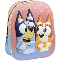 Bluey Rugzak 'en Bingo Rugzak Kind – 3D Schooltas 31 cm – Sterrenprint – Kleuters 3-6 jaar' beige