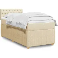 vidaXL Boxspring met matras stof crèmekleurig 90x200 cm