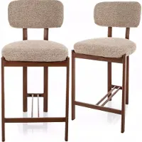Signal Misaki eetkamerstoel, beige stof, metalen frame walnoot
