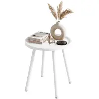 CLP Bijzettafel Busan - Rond - Voor Binnen en Buiten - 40 cm - wit
