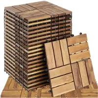 TecTake - Houten tuintegels - Weerbestendig - Vloerbedekking voor balkon - Vloertegels - Balkonvloer - Terrastegels met kliksysteem - drainage - set van 20
