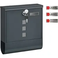 Songmics Wandbrievenbus, antraciet / 10 x 30,8 x 33,8 cm