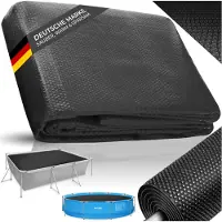 TecTake Zwembad Afdekzeil - Rechthoekig 366 x 732 cm - Noppenfolie - Zwembadafdekking - Zonnefolie - Warmtefolie - Zwembadverwarming - Zelfdrijvend - Op maat te snijden - Zwart