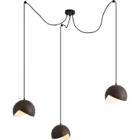 QAZQA Design hanglamp zwart met houten print kap en opaal glas 3-lichts - Tulip