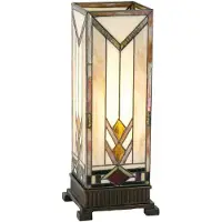 Clayre & Eef Tiffany tafellamp, 18x18x45 cm, beige-geel glas
