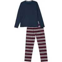 Woody Pyjama heren stretch gestreept