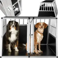 TecTake Hondentransportbench double met een schuine achterwand zonder scheidingswand - 402226