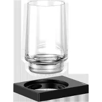 Keuco tandenborstelhouder matzwart gepoedercoat en transparant kristalglas, glas met houder voor badkamer, tandenborstelhouder, wandmontage, Edition 11 Black Selection Merk: