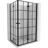 Mexen Mist-F Duo vouwdeur douchecabine rechts 75 x 100 , zwarte rasters, zwart - 8A6-075L-100P-70-77