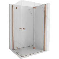 Mexen Mist-F Duo inklapbare douchecabine rechts 95 x 120 , transparant, geborsteld koper - 8A6-095L-120P-65-00