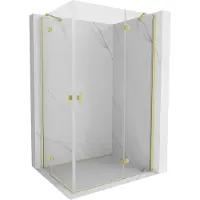 Mexen Mist-H Duo douchecabine scharnierend rechts 90 x 100 , transparant, geborsteld goud - 8A5-090L-100P-55-00