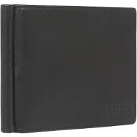 L.credi Leren kaarthoes geldclip David Mini Card Holder Black zwart
