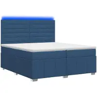vidaXL LED boxspringbed met matras, blauw, 200 x 200 cm, gestoffeerd