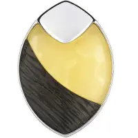 Cavill - Zilveren Hanger 925 Sterling Zilver Gerhodineerd - Baltische Barnsteen 2,3 ct & Moeraseikenhout 1,2 ct - Elegant Fancy Cabochon Sieraad
