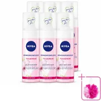 Nivea 6 x - Reinigingsmousse - Essentials Verzachtend - Voor droge & gevoelige huid - Met Amandelolie & Hydramine - 150 ml - Bulkverpakking - Gezichtsreiniger - Douchemop - Droge huid