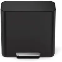 Simplehuman Mini pedaalemmer -15 L - met twee compartimenten - met zakkenrand - Mat zwart RVS