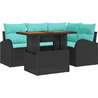 vidaXL Tuinbank Set 5 st Zwart Poly rattan