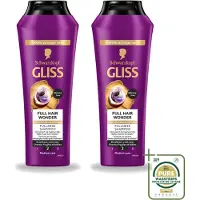 GLISS 2 x Shampoo Full Hair Wonder - 250 ml - Wasstrips - Haarversterkend Shampoo - Volume Shampoo - Fijn Haar Shampoo - Dun Haar Shampoo - Biotine Shampoo