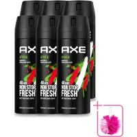 Axe 6 x - Deodorant Bodyspray - 48hrs Non Stop Fresh - Africa - Mandarin & Sandalwood - 150 ml - Bulkverpakking - Deodorant sprayer - Douchemop - Geurbeheersing