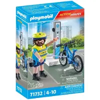 Playmobil Action Heroes 71732 Policier cycliste avec borne de recharge
