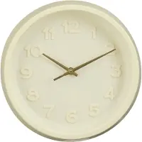 Mica Decorations Ting Wandklok 27 cm - Wandklok met Reliëfcijfers - Batterijgevoede Klok voor Woonkamer Keuken en Hal - Moderne en Scandinavische Stijl - Batterij Inclusief - Crème
