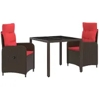 vidaXL Buiten Eettafel Set 3 st poly rattan