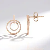 Cavill - Zilveren Oorbellen 925 Sterling Zilver Roségoud Verguld - 14 mm Ronde Minimalistische Oorbellen Push-Back - Elegante Moderne Sieraden Dames