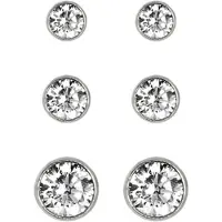 New Bling 929901024 Zilveren Oorbellen - Set van 3 Paar Oorknopjes - 2,5 mm / 3,0 mm / 4 mm - Rond - Zirkonia - Zilver