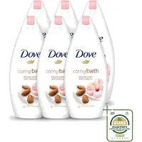Dove 6 x – Badcrème – Caring Bath Almond – 450 ml - Wasstrips - Badcrème - Badcrème Almond - Badcrème Voor Huid - Badcrème Voor Ontspanning - Badcrème Voor Gevoelige Huid