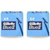 Gillette 2 x - Blue 2 - Wegwerpscheermesjes - Duurzaam en comfortabel - 64 Scheermesjes - Voordeelverpakking - 2 stuks