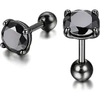 Mendes Heren oorbellen Black Royal King Crown Zwart-5mm