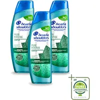 Head & shoulders 3 x - Anti-Roos Shampoo - Pure Intense - Kalmeert Jeuk - 250 ml - Grootverpakking - Vaatwasstrips - Roosvrij Haar - Jeuk Kalmeren - Roos Bestrijden - Menthol Shampoo - Melisse Extract