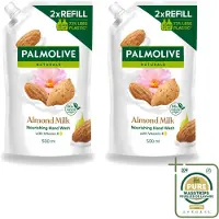 Palmolive 2 x – Handzeep Navulling – Naturals Almond Milk – 500 ml - Wasstrips - Handzeep Navulling - Amandelmelk - Vegan Handzeep - Natuurlijke Handzeep - Verzorgende Handzeep
