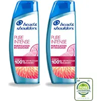 Head & shoulders 2 x - Anti-Roos Shampoo - Pure Intense - Grapefruit - 250 ml - Grootverpakking - Vaatwasstrips - Anti-roos Shampoo - Vet Hoofd - Schone Hoofdhuid - Roosvrij Haar - Grapefruit Geur