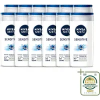 Nivea 12 x - Men - Sensitive Douchegel - Hydraterend - 250 ml - Wasstrips - Gevoelige Huid - Douchegel - Hydraterend - Huidverzorging - Mannelijke Geur