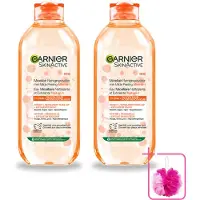 Garnier 2 x - SkinActive - Micellair Reinigingswater - Milde Peeling - Alles-in-1 - 400 ml - Bulkverpakking - Micellair reinigingswater - Douchemop - Huid reinigen