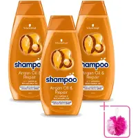 Schwarzkopf 3 x - Shampoo Argan Oil & Repair - Voedt & Versterkt - 400 ml - Bulkverpakking - Arganolie shampoo - Douchemop - Droog haar shampoo