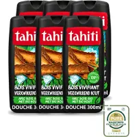 Tahiti 6 x - Douchegel - Verkwikkend Bio Hout - 100% Vegan - 300 ml - Wasstrips - Douchegel - Houtgeur - Verkwikkend - Huid Verzorgen - Huid Verzachten
