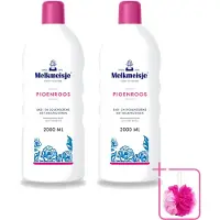 Melkmeisje 2 x - Bad & Douche - Pioenroos Geur - Verzorgend & Hydraterend - 2000 ml - Bulkverpakking - Douchecrème - Douchemop -