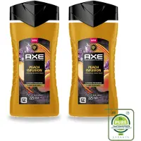 Axe 2 x – Douchegel – Peach Infusion – 225 ml - Grootverpakking - Vaatwasstrips - Douchegel - Fris Ruiken - Parfum - Patchoeli - Amber